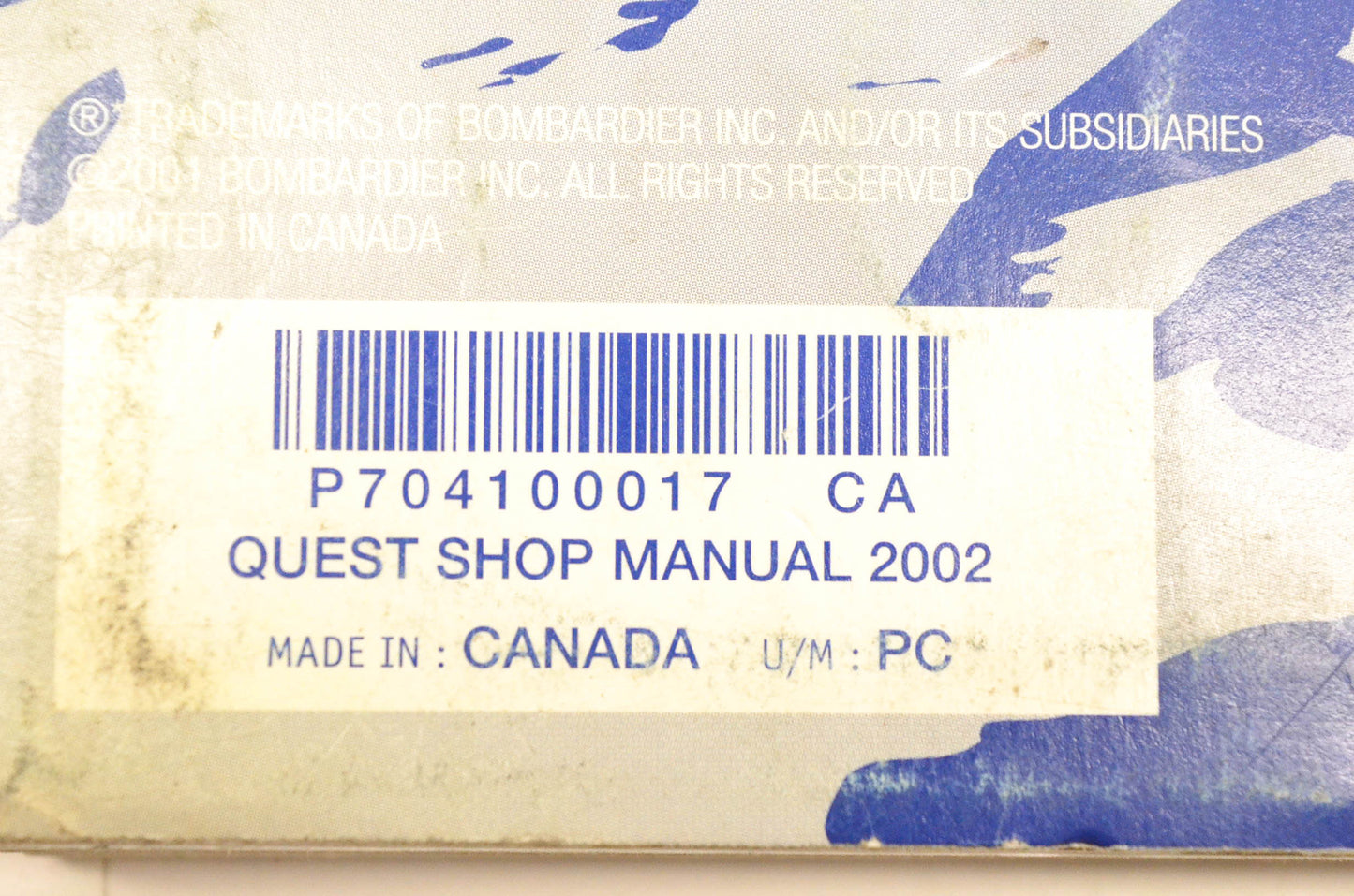 Bombardier 704100017 2002 Quest 650/XT Shop Manual