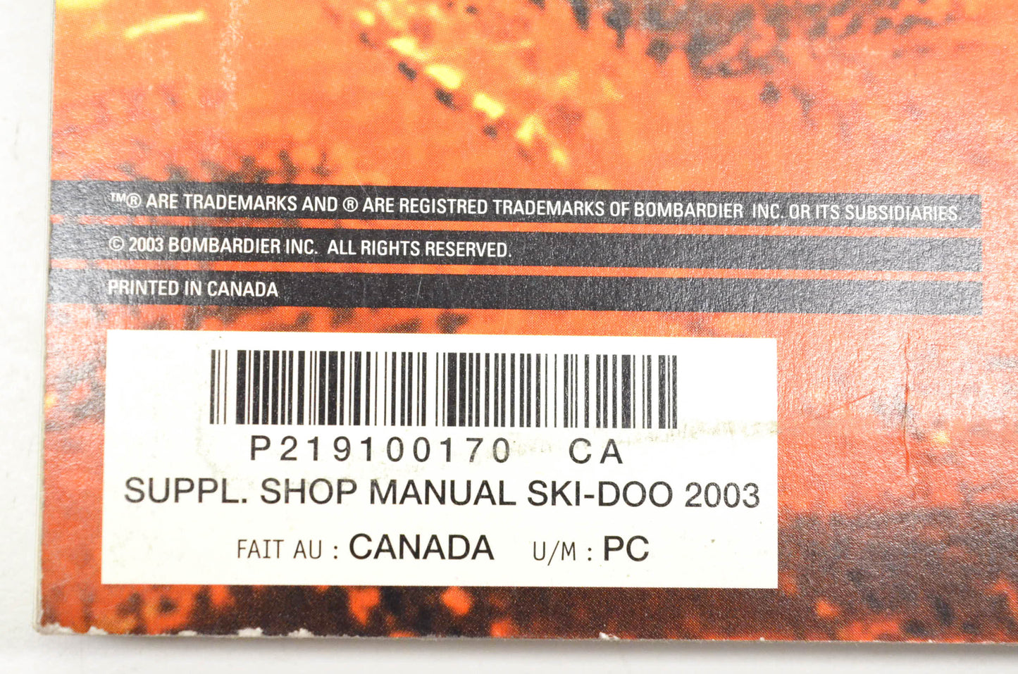 Ski Doo 219100170 2003 Shop Manual Supplement
