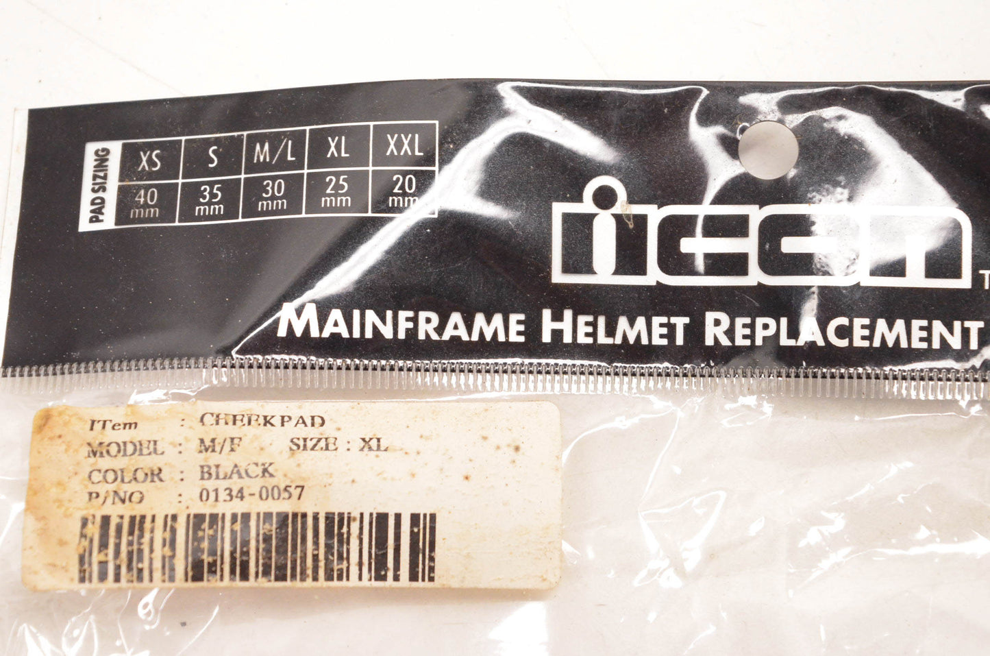 Icon 0134-0057 Black XL Mainframe Cheekpad NOS