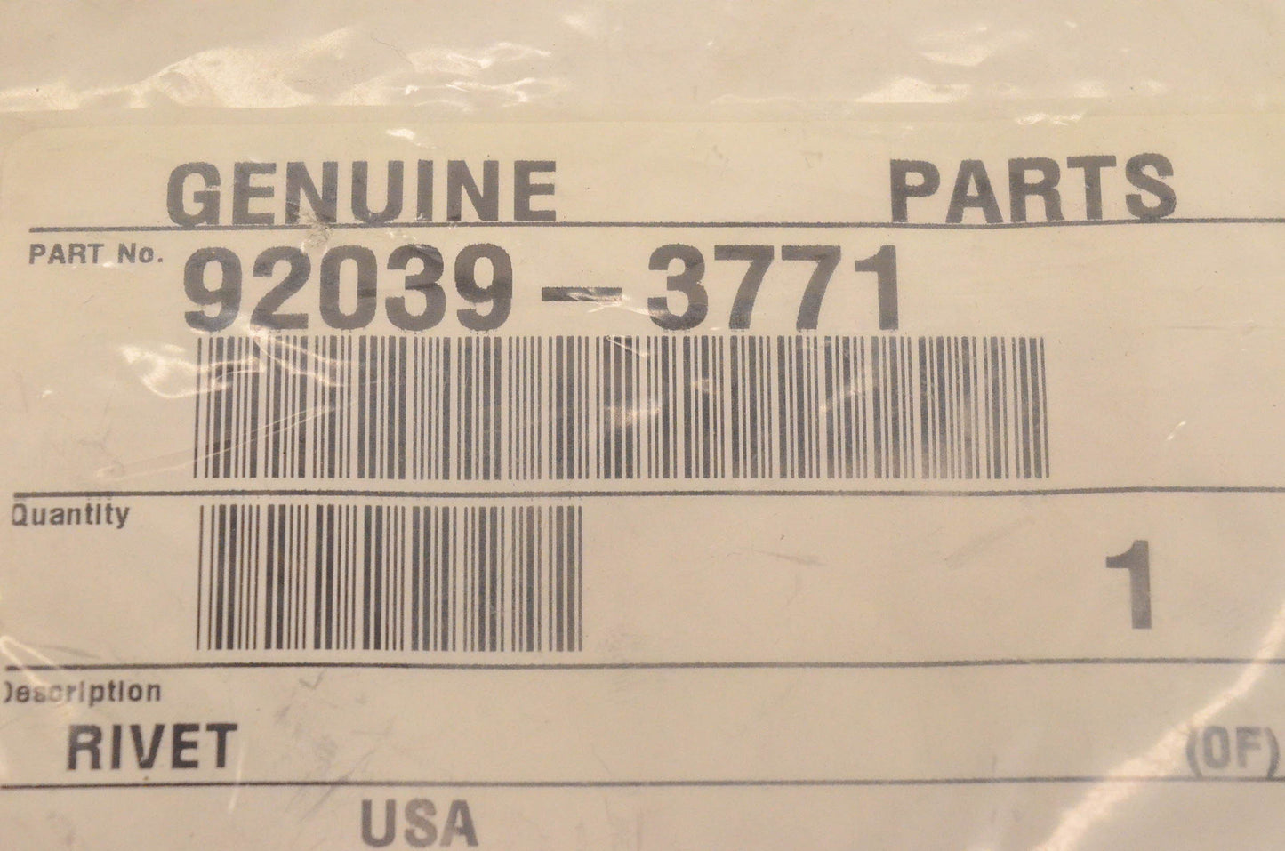 New OEM Kawasaki 92039-3771 Rivet NOS