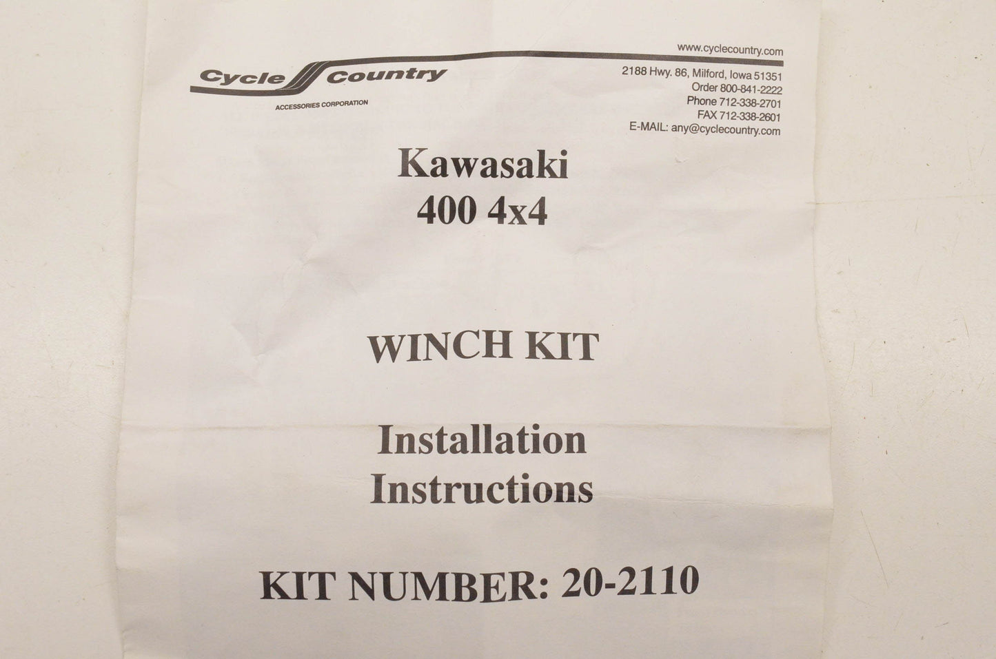 Cycle Country 20-2110 Winch Kit NOS