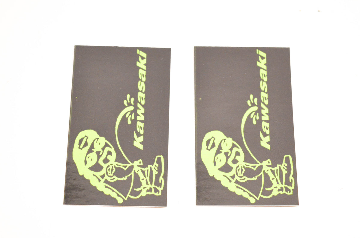 Aftermarket Pee On Kawasaki Decals 3"x1-3/4". Qty 2 NOS