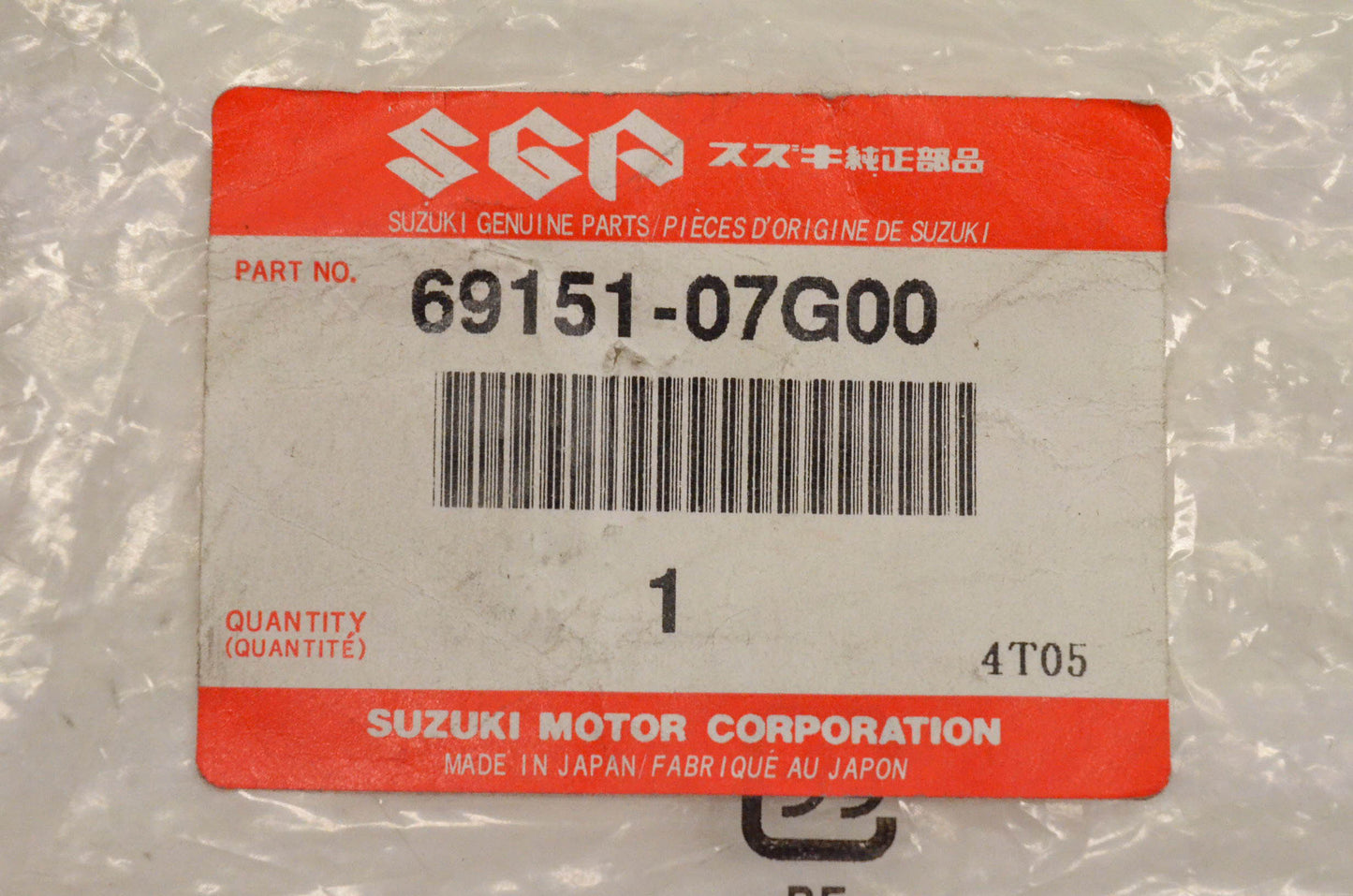 New OEM Suzuki 69151-07G00 Bracket NOS