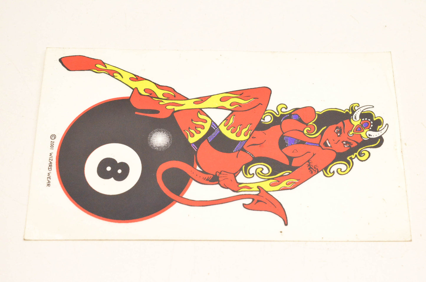 Wizard Wear Eightball Devil Girl Pinup Decal 4"x6". NOS