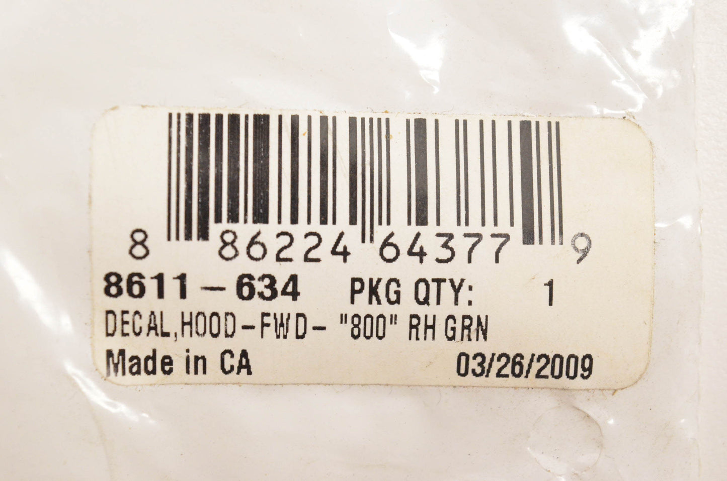 New OEM Arctic Cat 8611-634 Forward "800" Righthand Green Hood Decal NOS