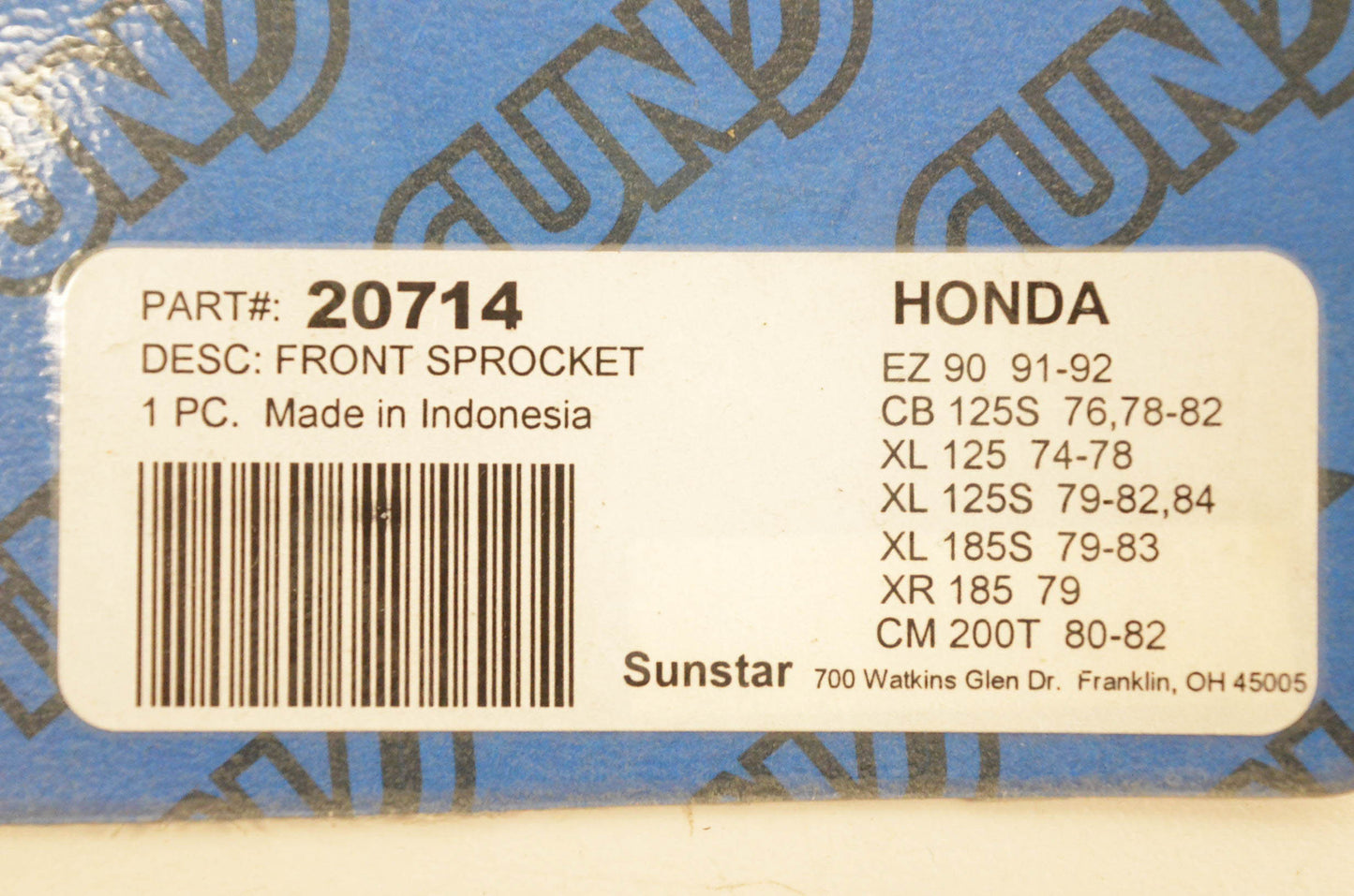 Sunstar 20714 Front Sprocket NOS