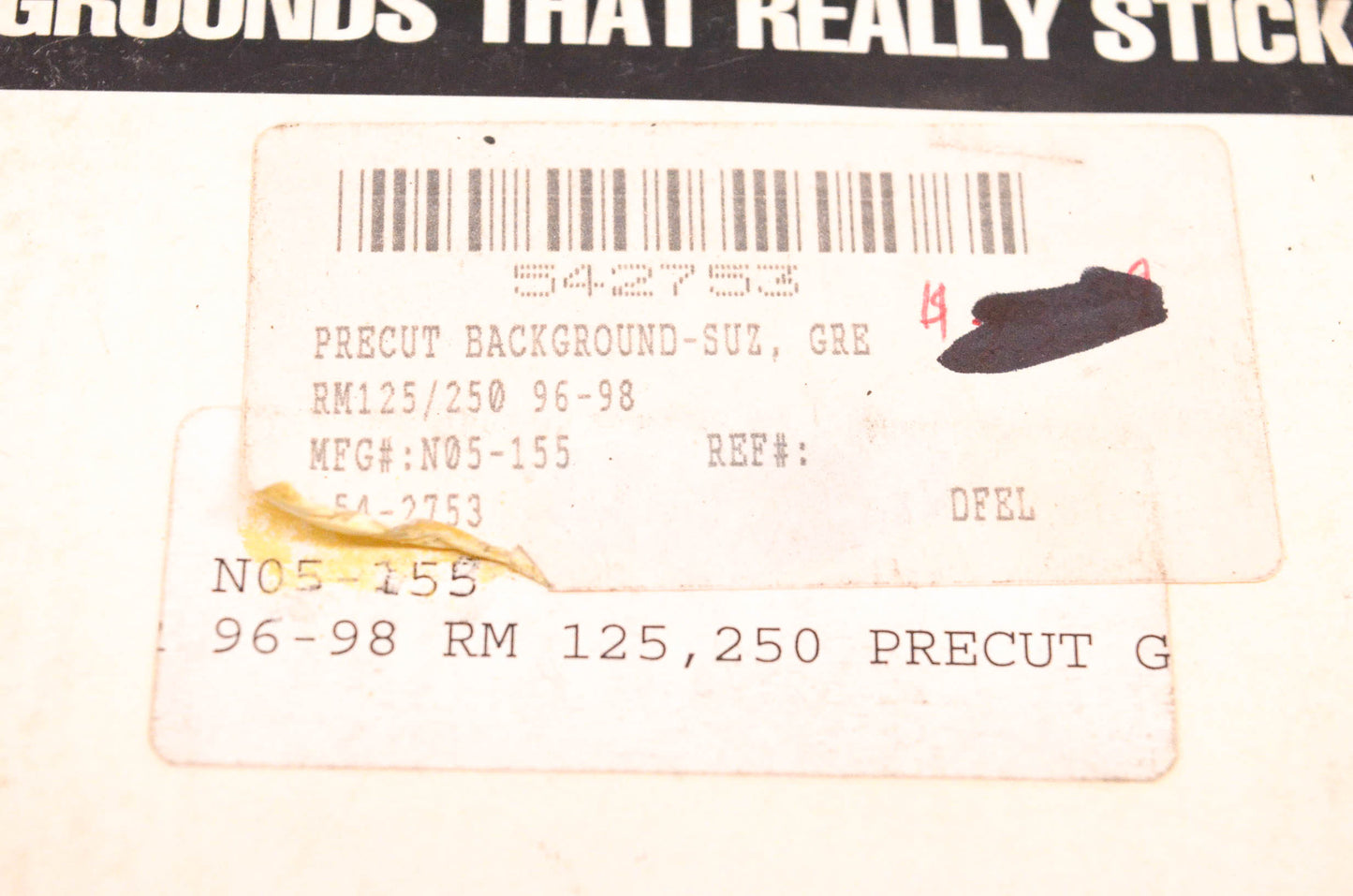 N Style N05-155, 54-2753, 542753 Pre Cut Number Plate Green Background Kit NOS