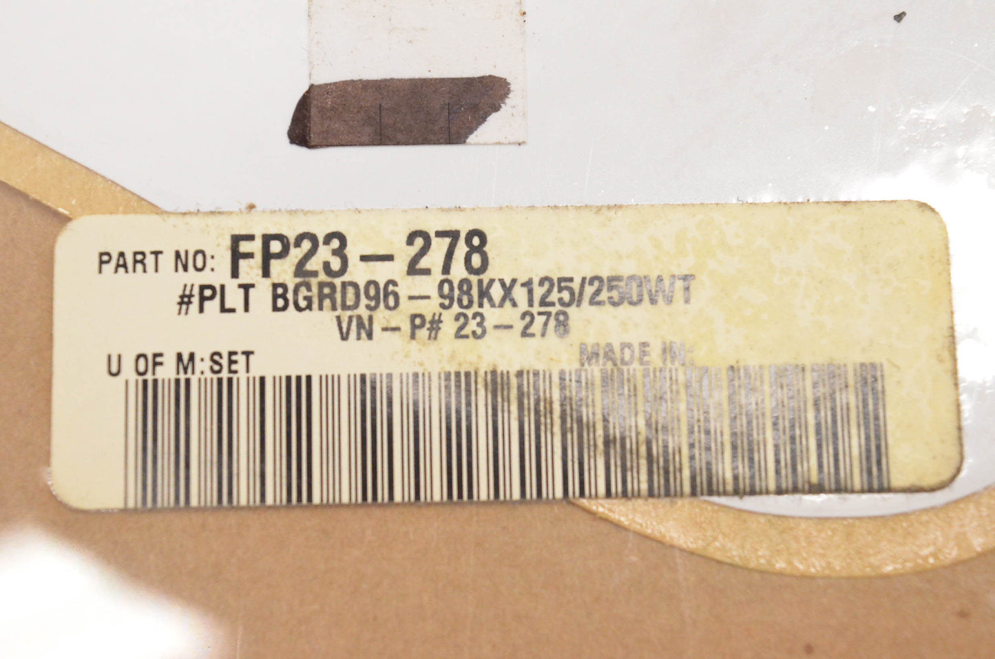 Factory Concepts FP23-278 Pre Cut Number Plate White Background Kit NOS