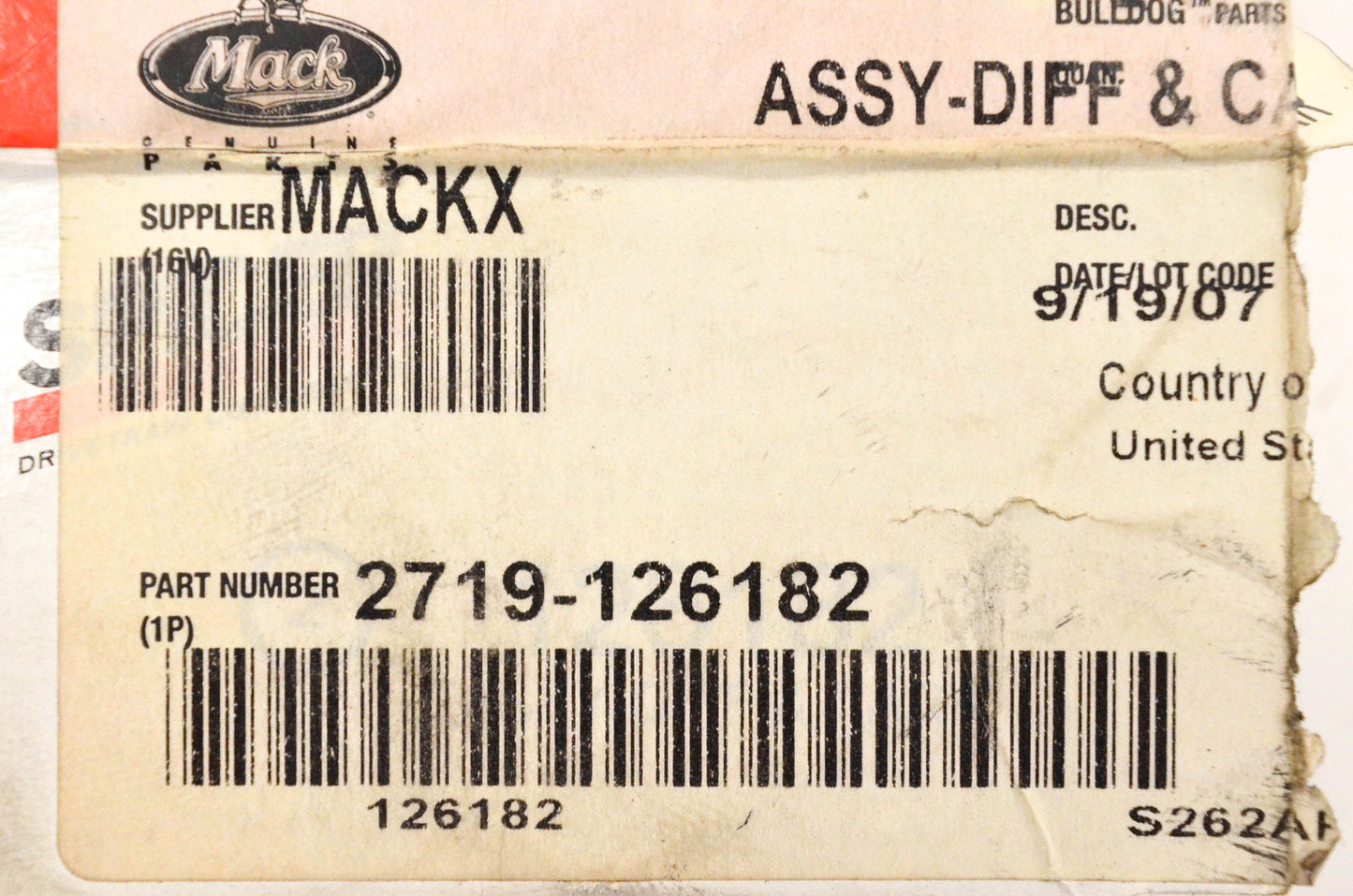Mack 2719-126182 Volvo NOS