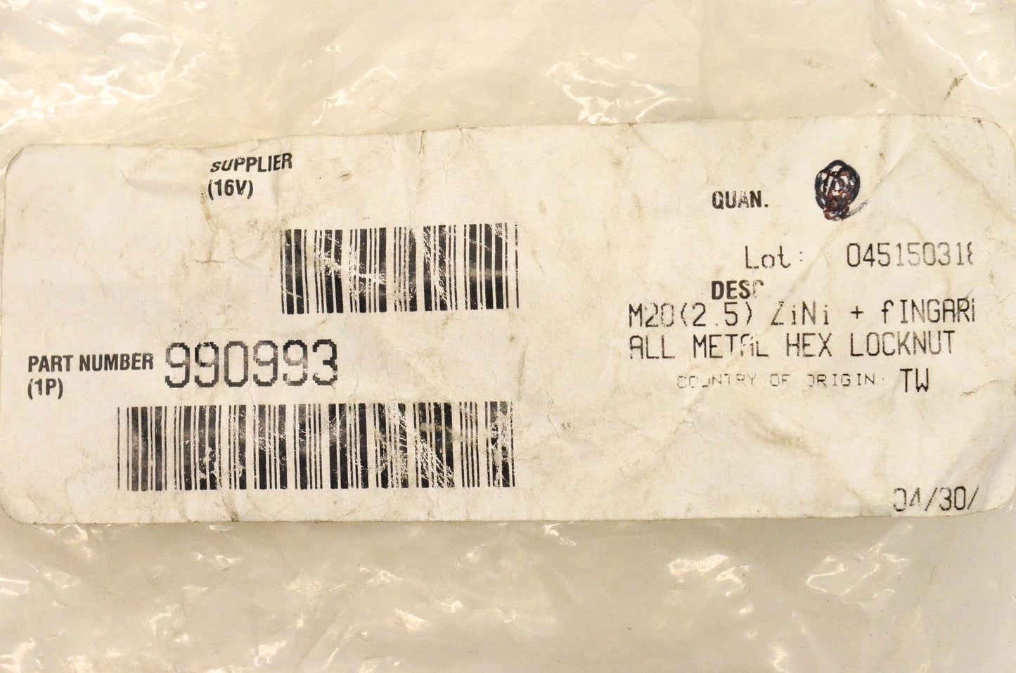 Volvo 990993 Locknut NOS