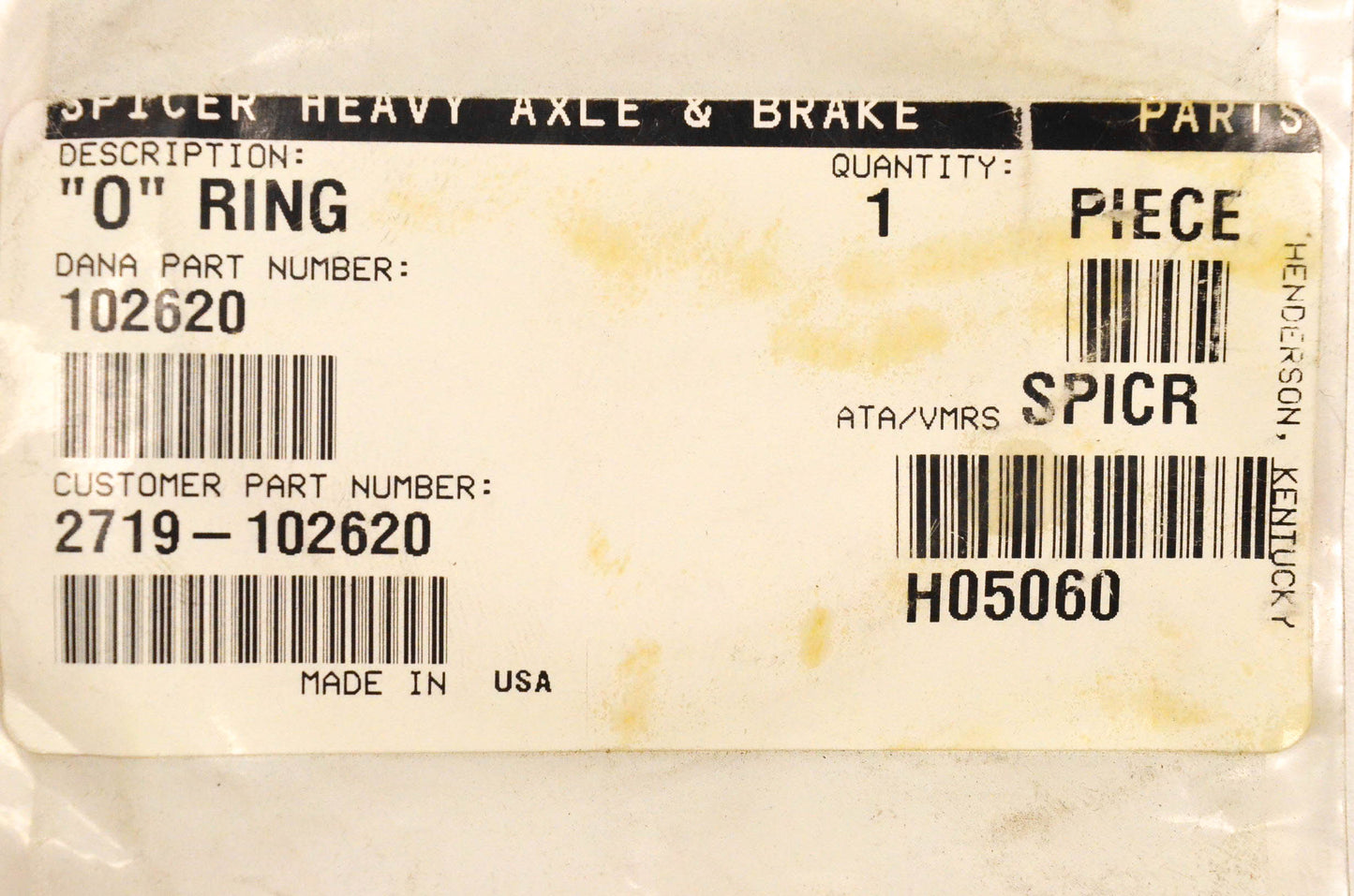 Dana Spicer 2719-102620, 102620 O Ring NOS