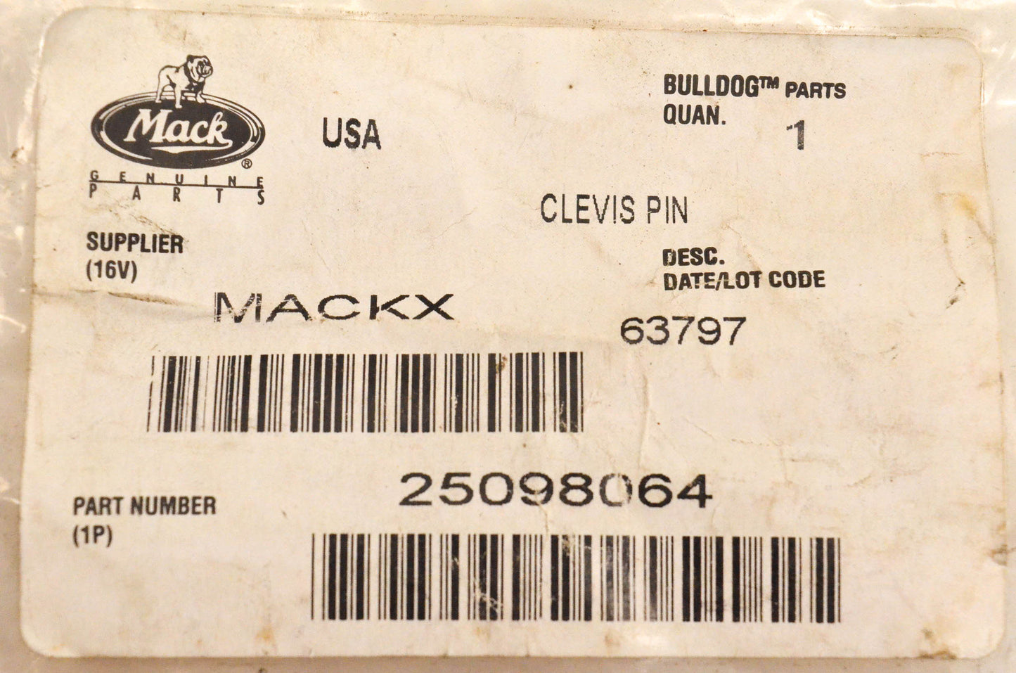 Mack 25098064 Clevis Pin NOS