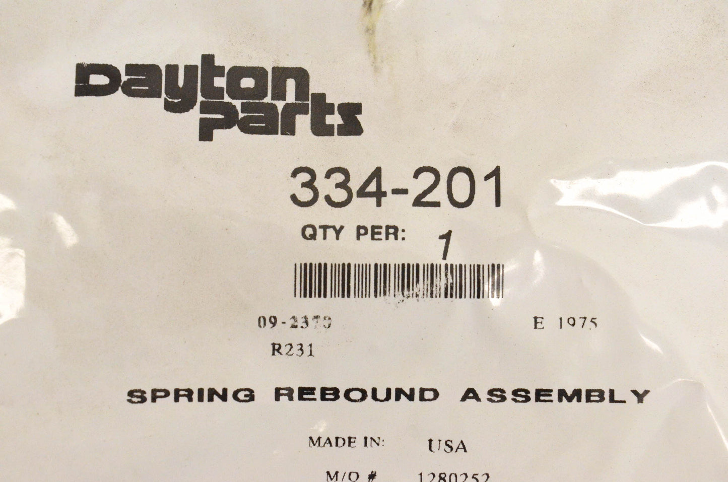 Dayton Parts 334-201 Spring Rebound Assembly NOS
