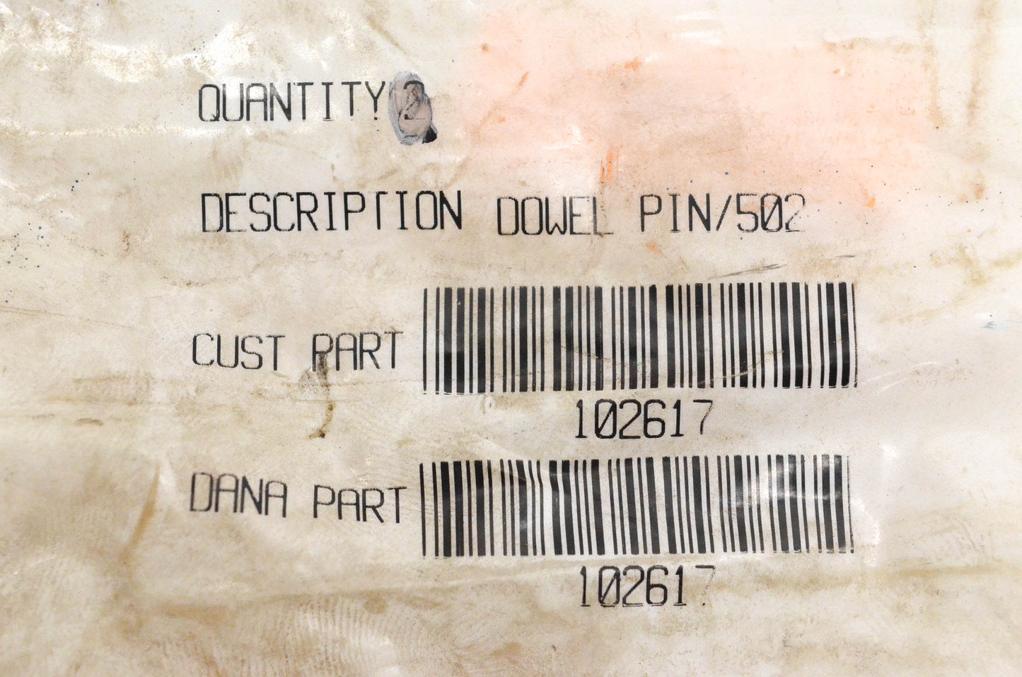 Dana Spicer 102617 Dowel Pin 502 NOS