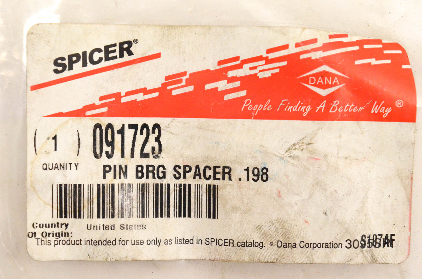 Dana Spicer 091723 Pin BRG Spacer .198 NOS