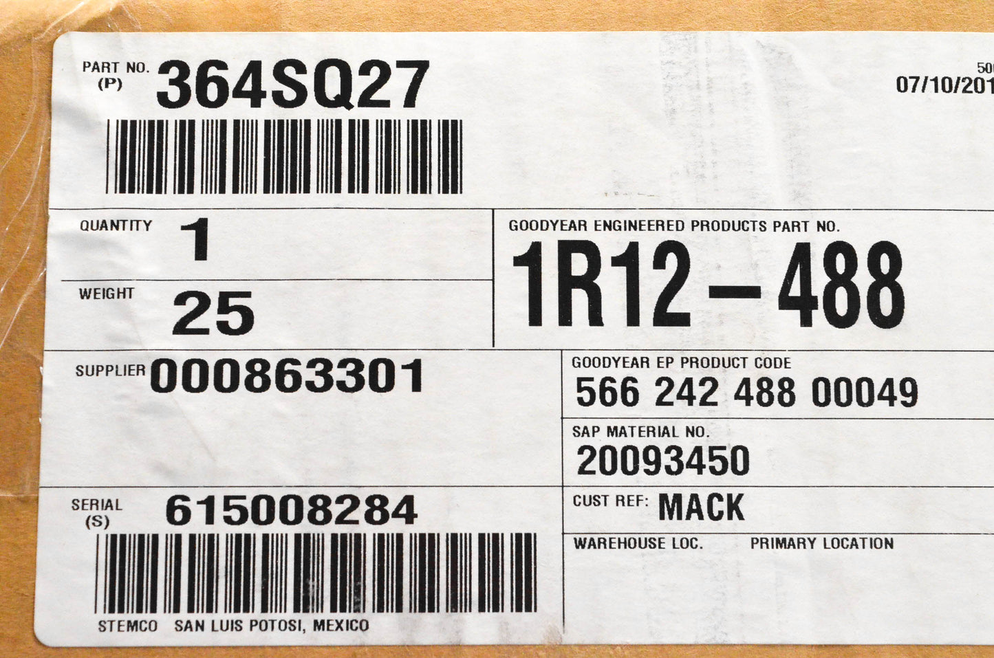 Mack 364SQ27, 1R12-488, 566-242-488-00049 Air Bag Spring NOS