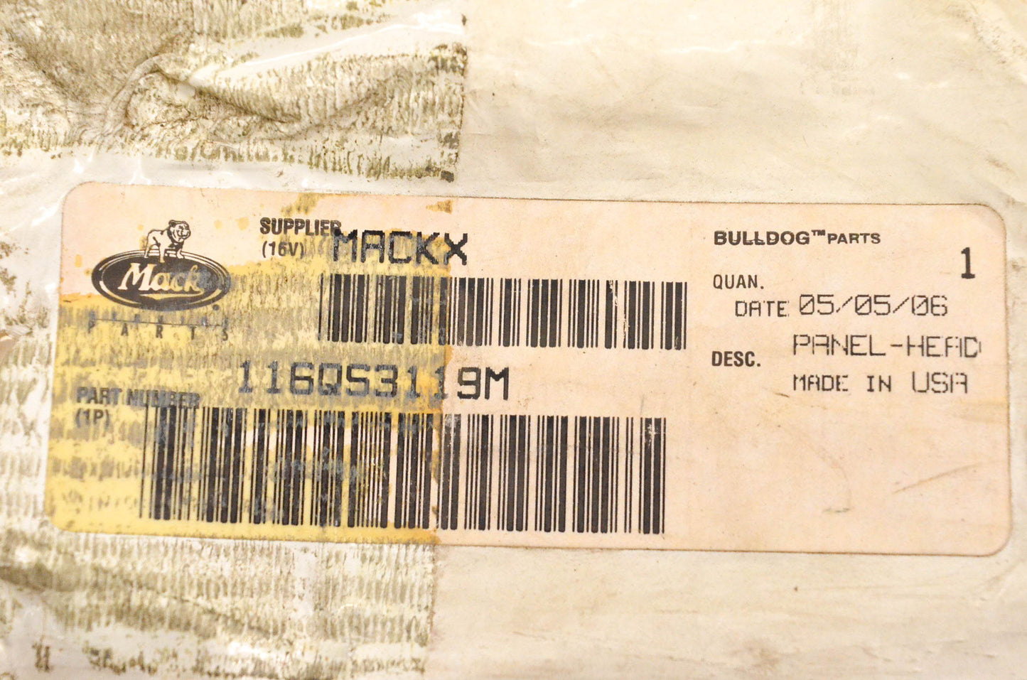 Mack 116QS3119M, 25158399 Headlight Panel NOS