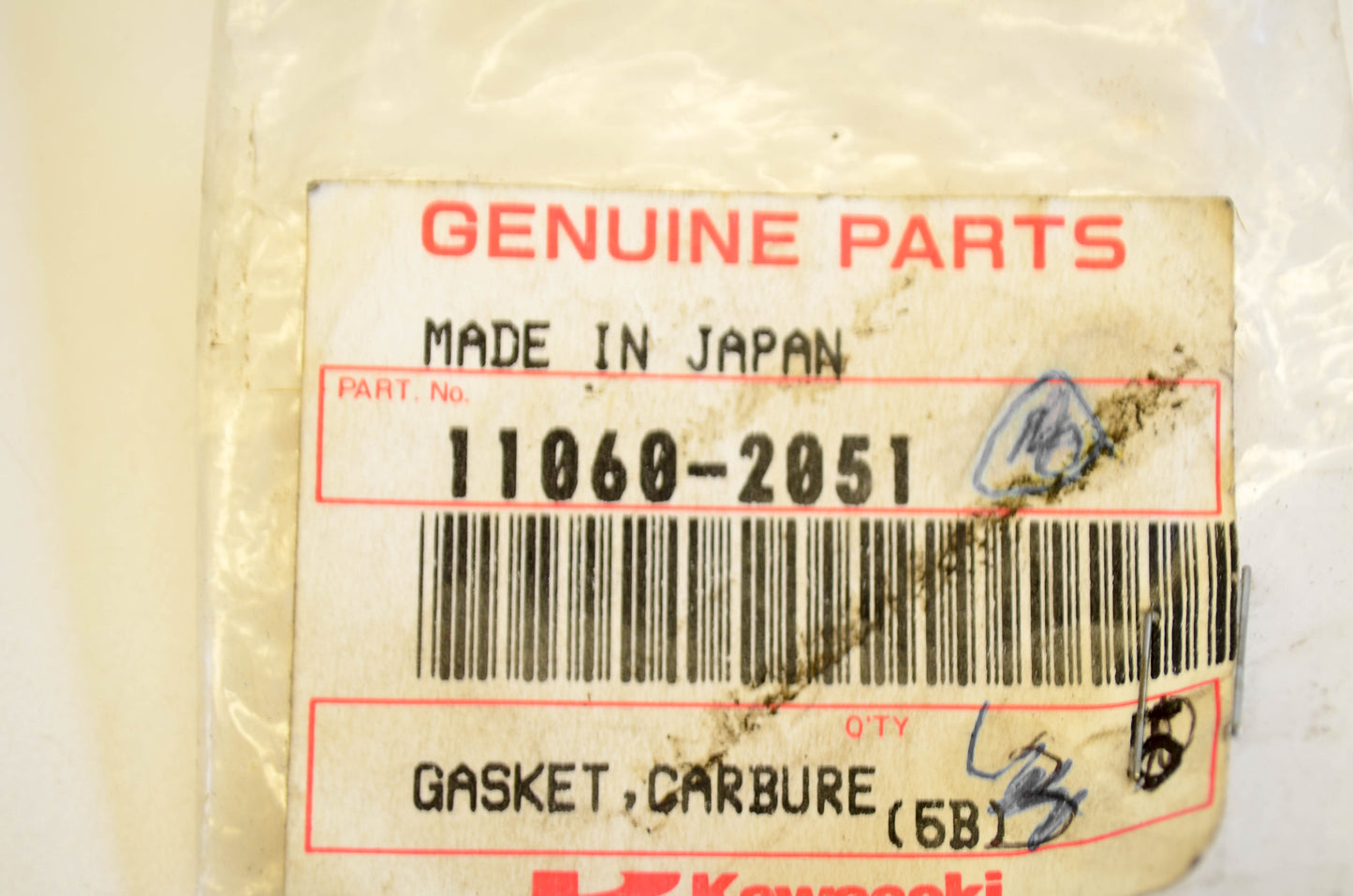 New OEM Kawasaki 11060-2051 Carburetor Gasket NOS