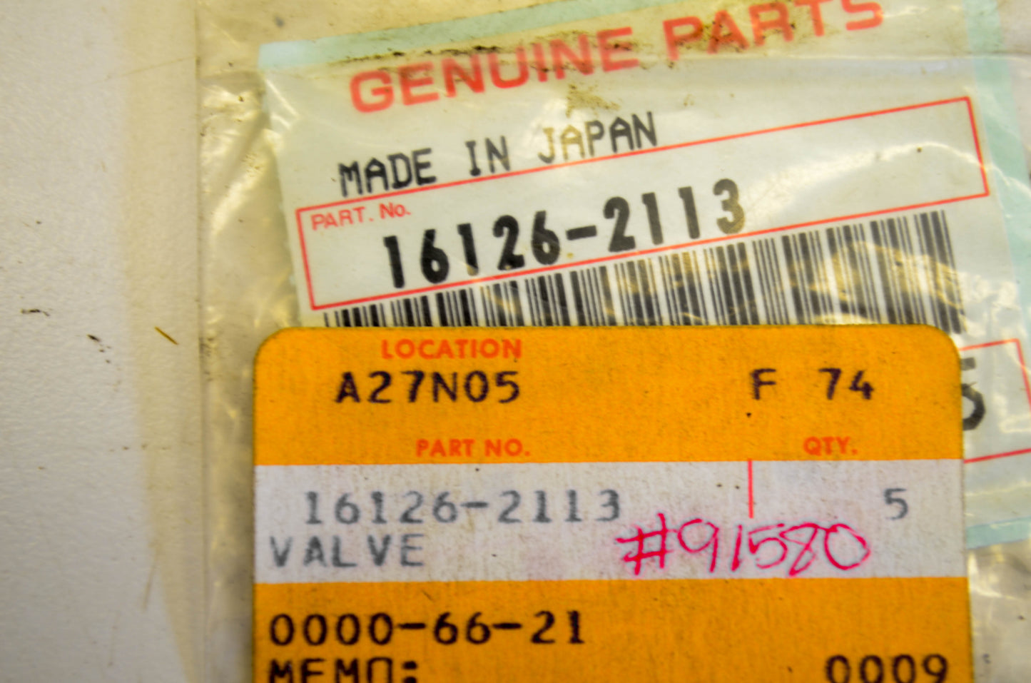 New OEM Kawasaki 16126-2113 Valve NOS