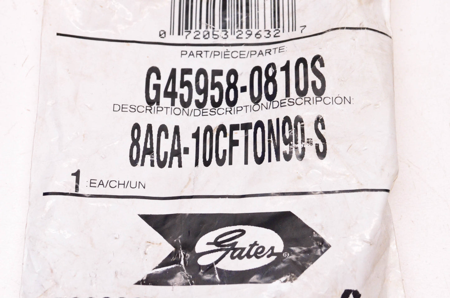 Gates G45958-0810S, 8ACA-10CFTON90-S PolarSeal Hydraulic Coupling NOS