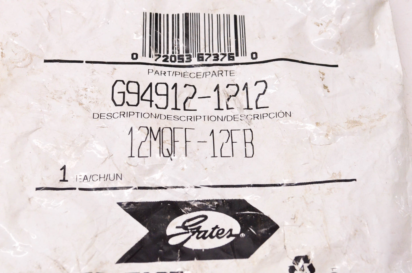 Gates G94912-1212, 12MQFF-12FB Mega Crimp Hydraulic Coupling NOS