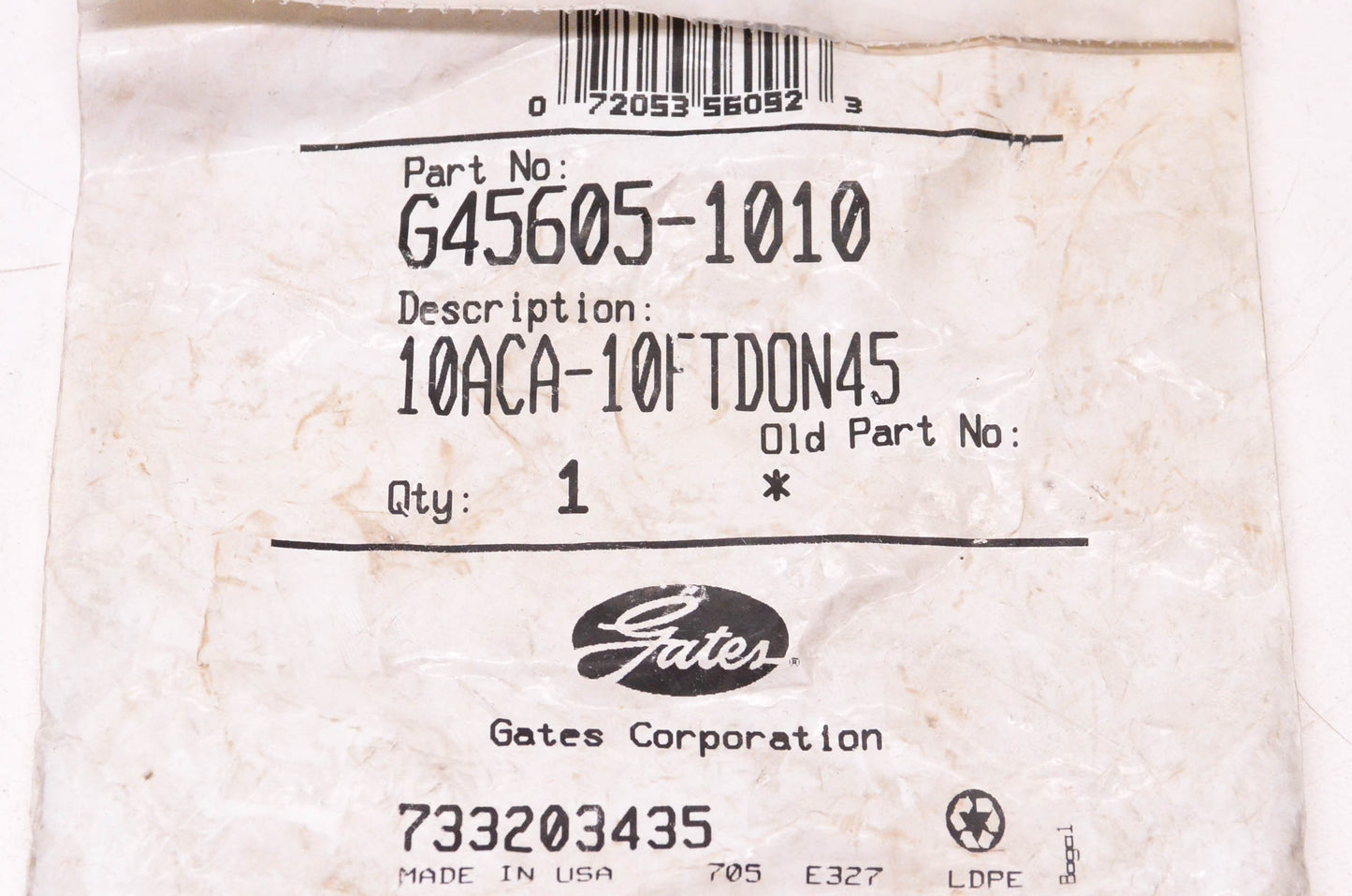 Gates G45605-1010, 10ACA-10FTDON45 PolarSeal Coupling NOS