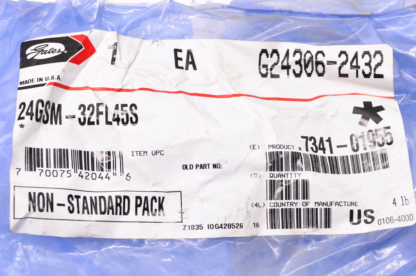 Gates G24306-2432, 7341-01955, 24GSM-32FL45S Hose End Fitting NOS