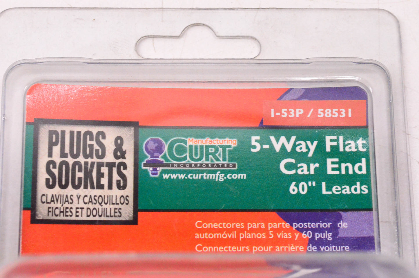 Curt 58531, I-53P 5-Way Flat Car End 60" Leads NOS