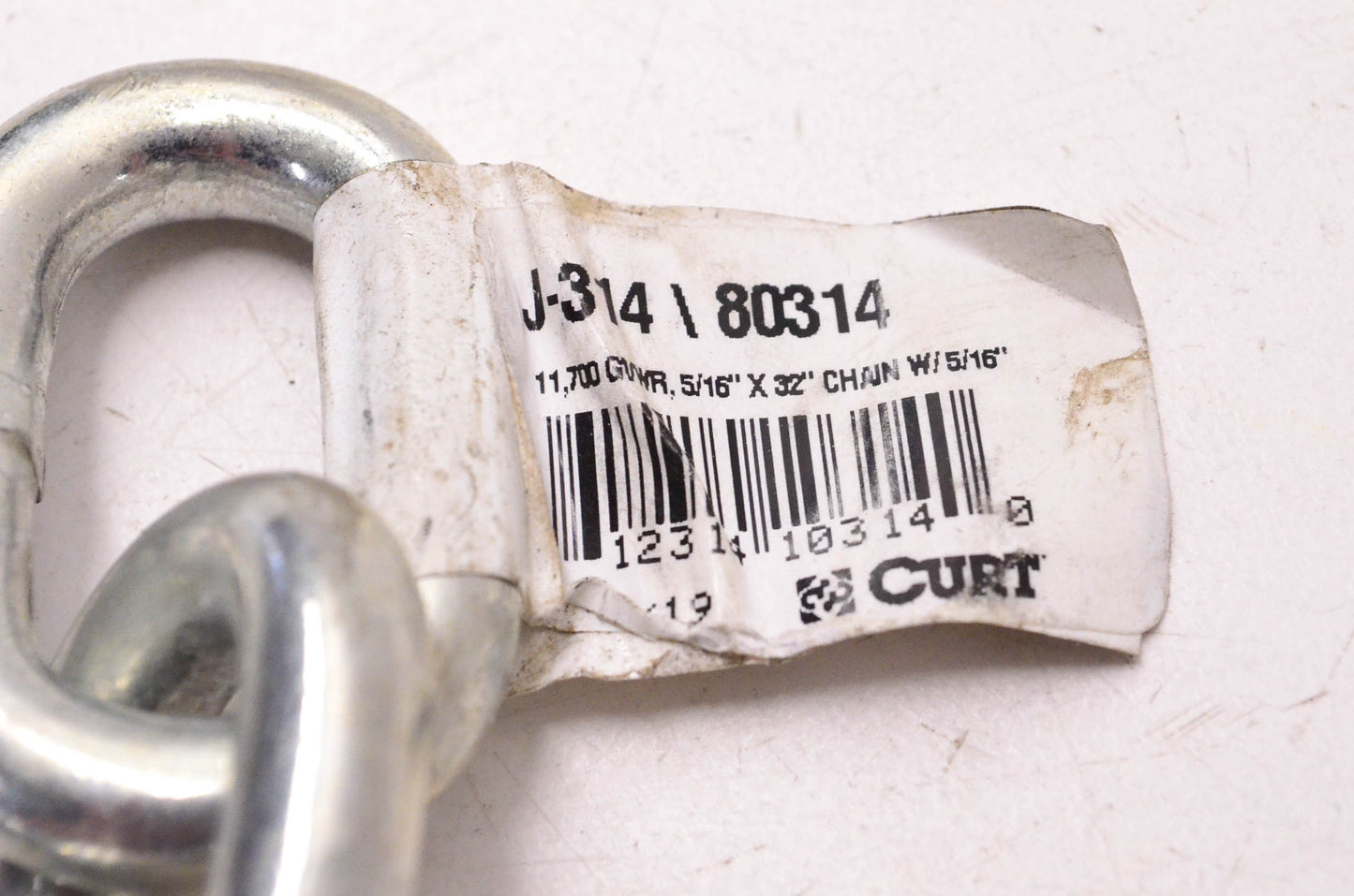Curt 80314, J-314 5/16" x 32" Chain W/ 5/16" S-Hook NOS