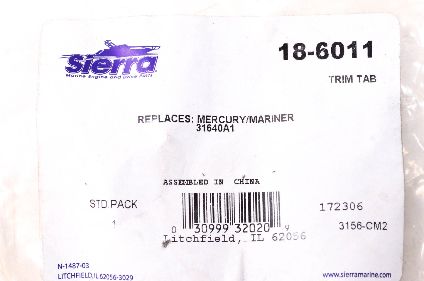 Sierra 18-6011 Trim Tab NOS