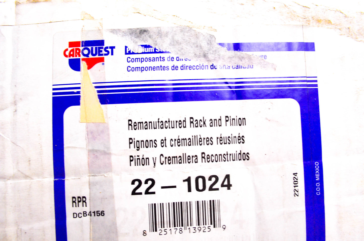 Carquest 22-1024 Remanufactured Rack & Pinion NOS