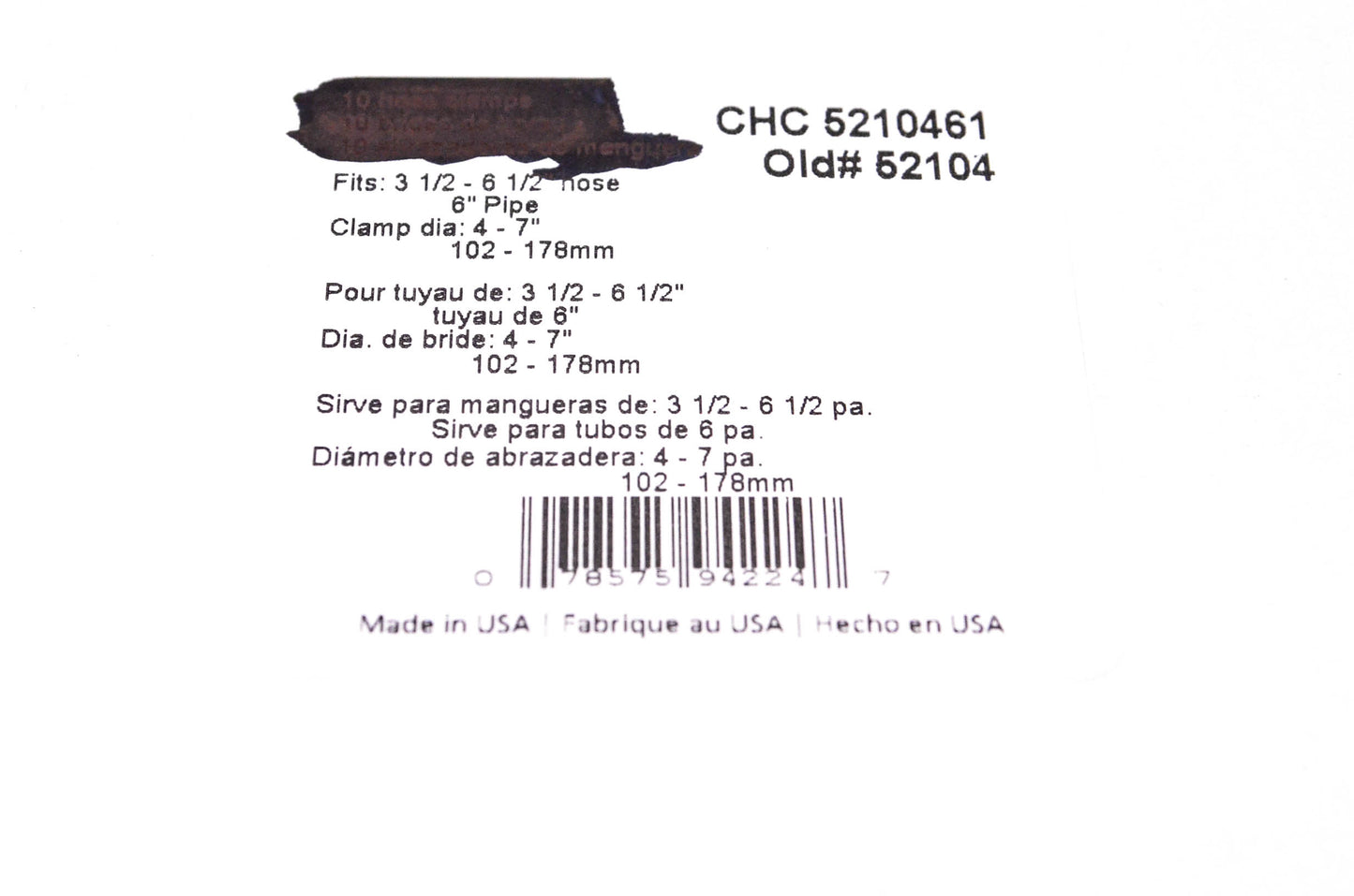 Ideal Tridon CHC 5210461, 52104 Hose Clamp NOS