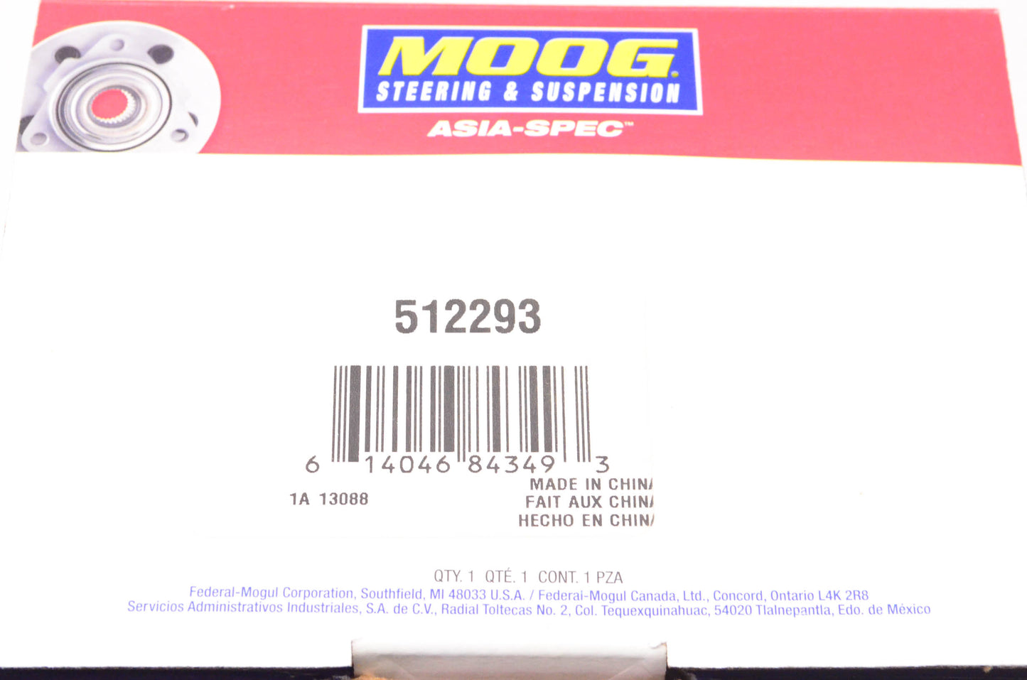 Moog 512293 Wheel Bearing & Hub Assembly NOS
