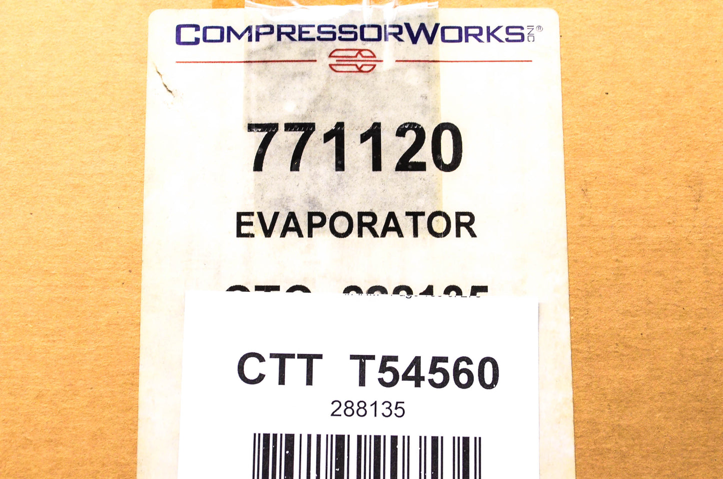 Compressor Works CTT T54560, 288135, 771120 A/C Evaporator Core NOS