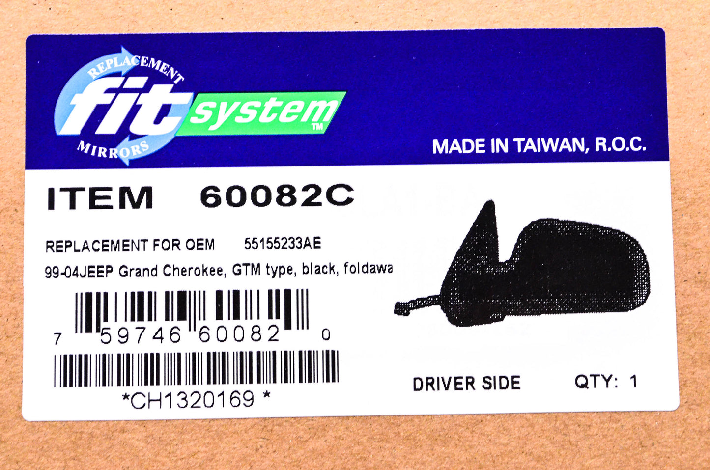 Fit System 99-04 Jeep Grand Cherokee Driver's Side Mirror NOS