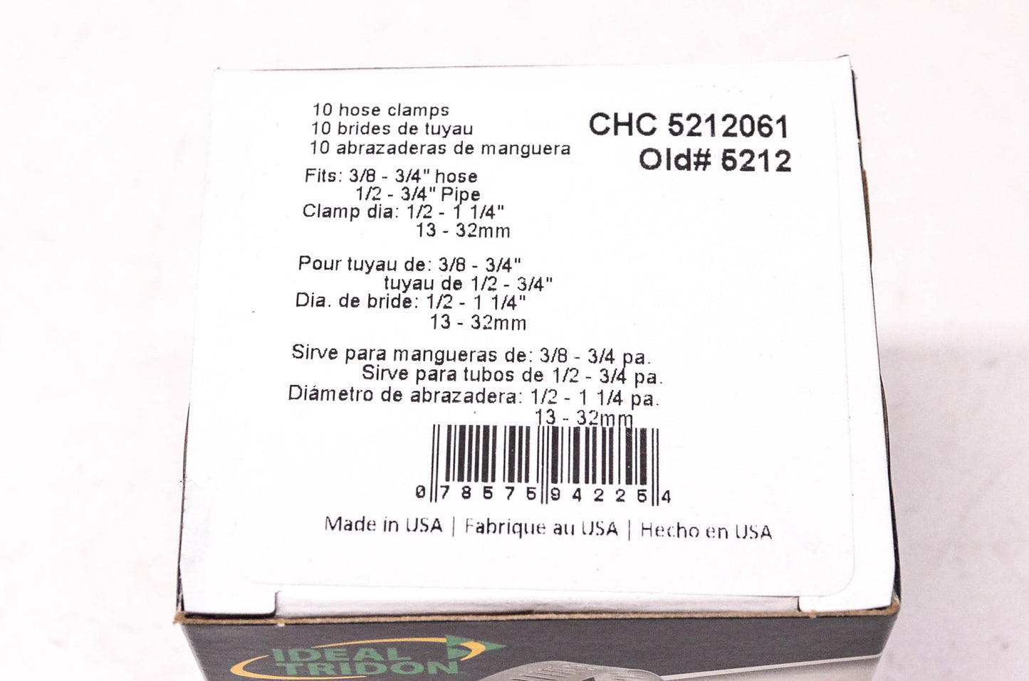 Ideal Tridon CHC 5212061, 5212 3/8"-3/4" Hose Clamps Qty 10 NOS