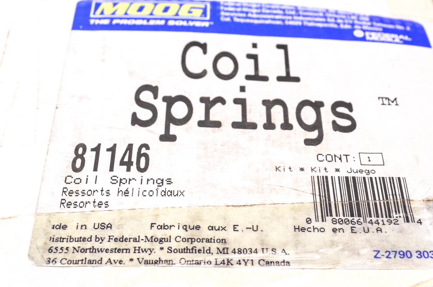 Moog 81146 Coil Springs Kit NOS