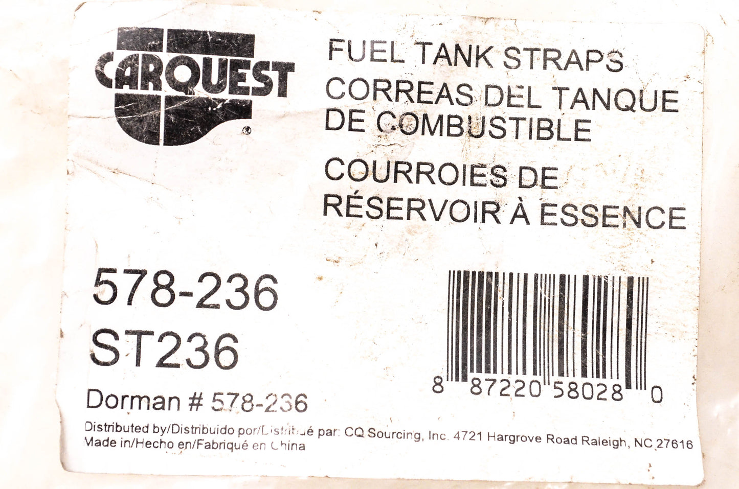 Carquest 578-236, ST236 Fuel Tank Straps Qty 2 NOS