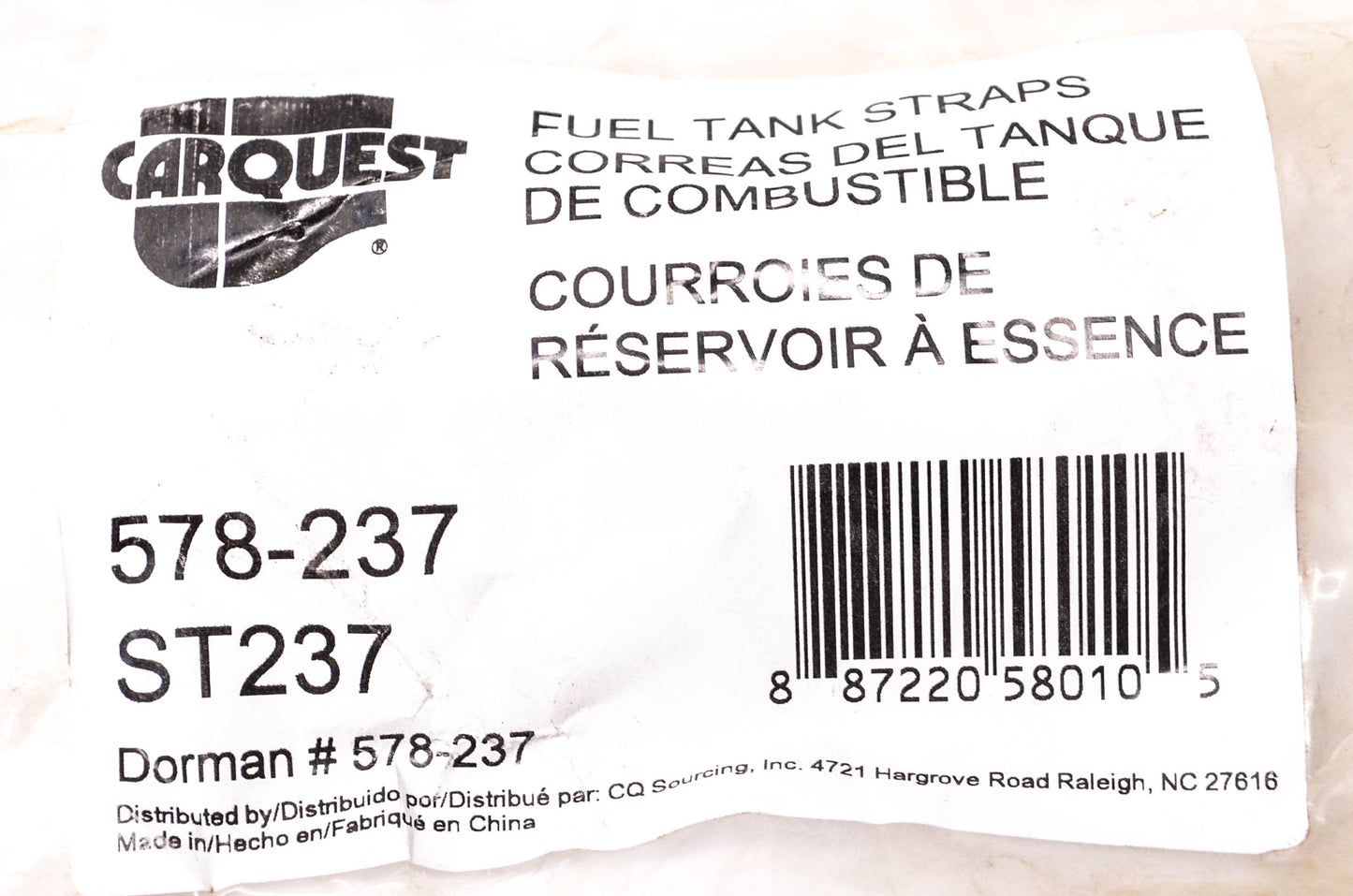 Carquest 578-237, ST237 Fuel Tank Straps Qty 2 NOS