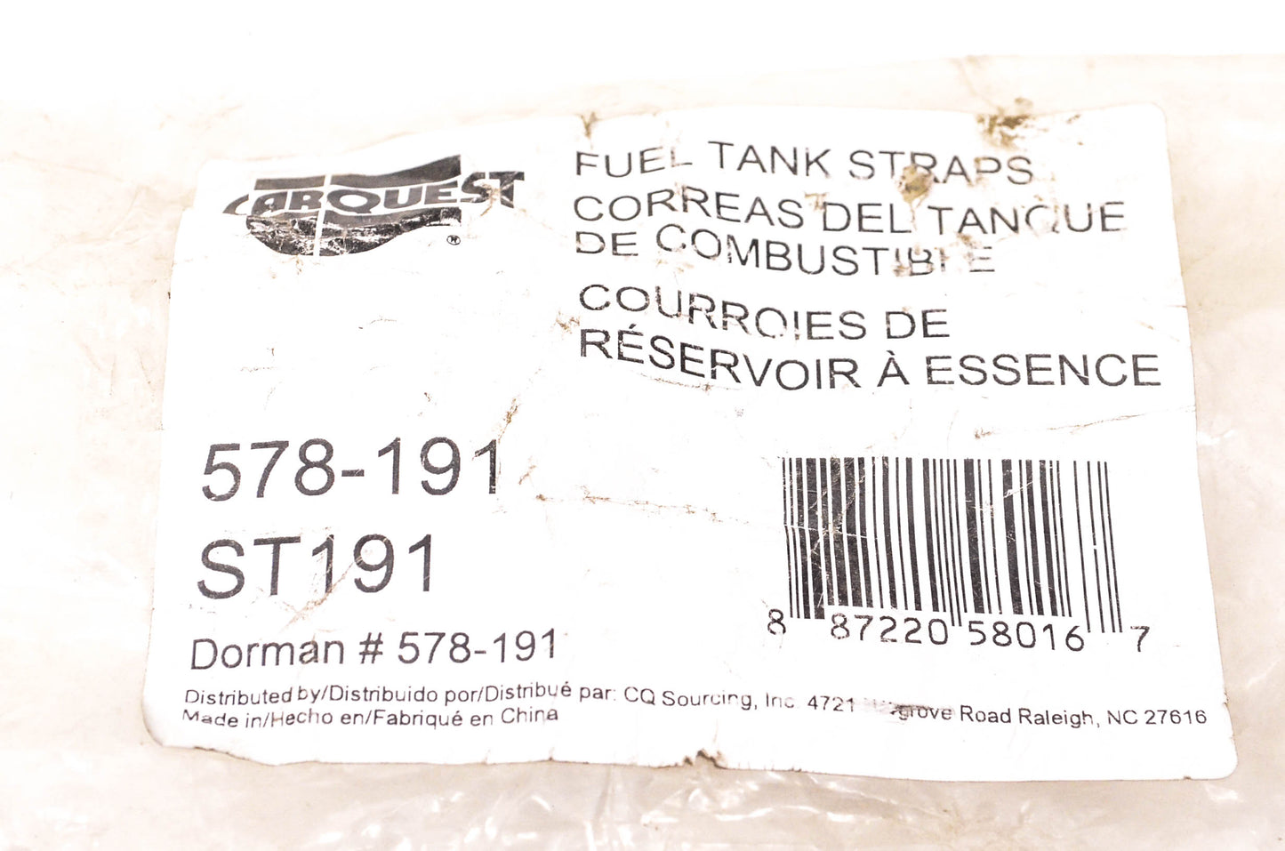 Carquest 578-191, ST191 Fuel Tank Straps Qty 2 NOS