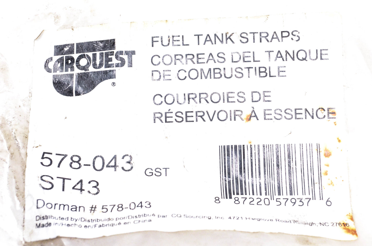 Carquest 578-043, ST43 Fuel Tank Straps Qty 2 NOS