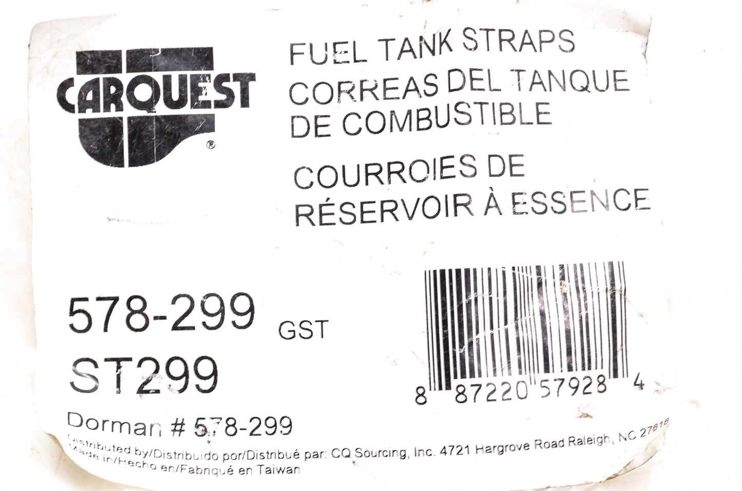 Carquest 578-299, ST299 Fuel Tank Straps Qty 2 NOS