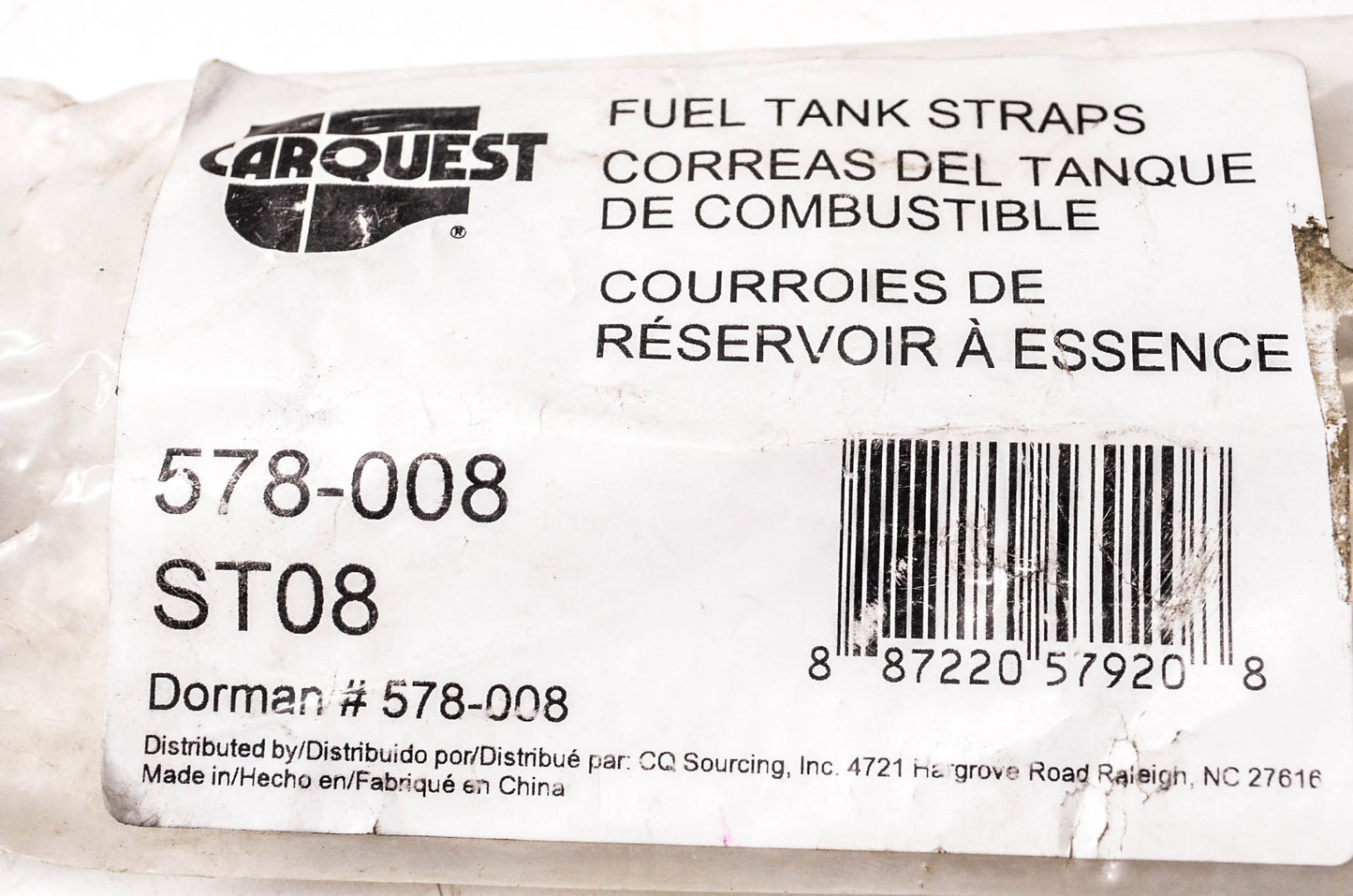 Carquest 578-008, ST08 Fuel Tank Straps Qty 2 NOS