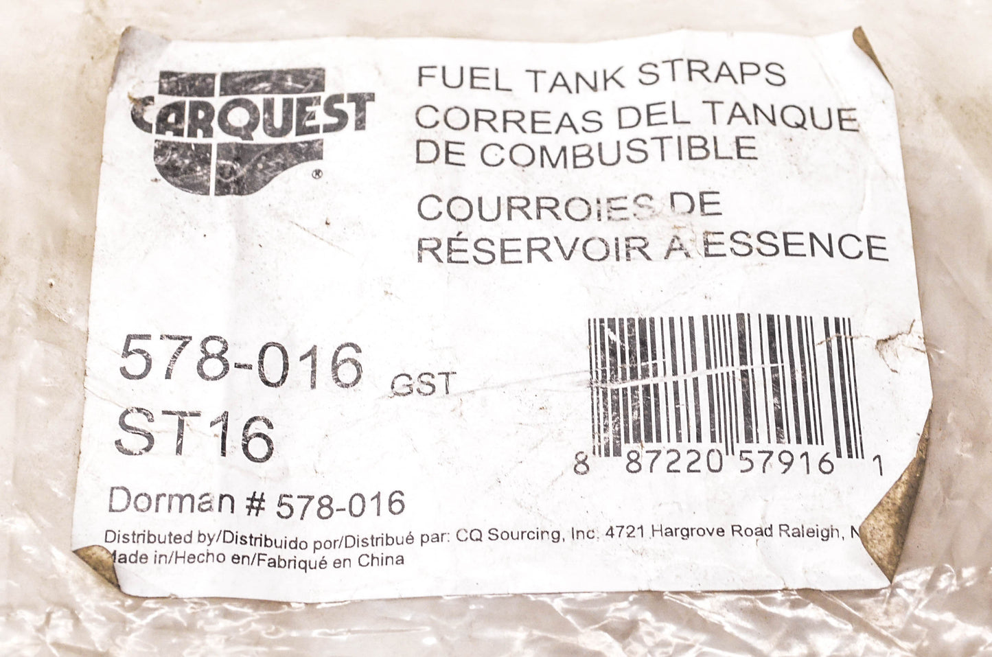 Carquest 578-016, ST16 Fuel Tank Straps Qty 2 NOS