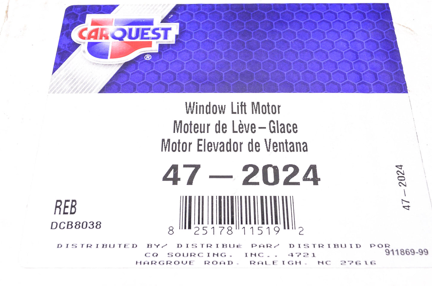 Carquest 47-2024 Remanufactured Window Lift Motor NOS