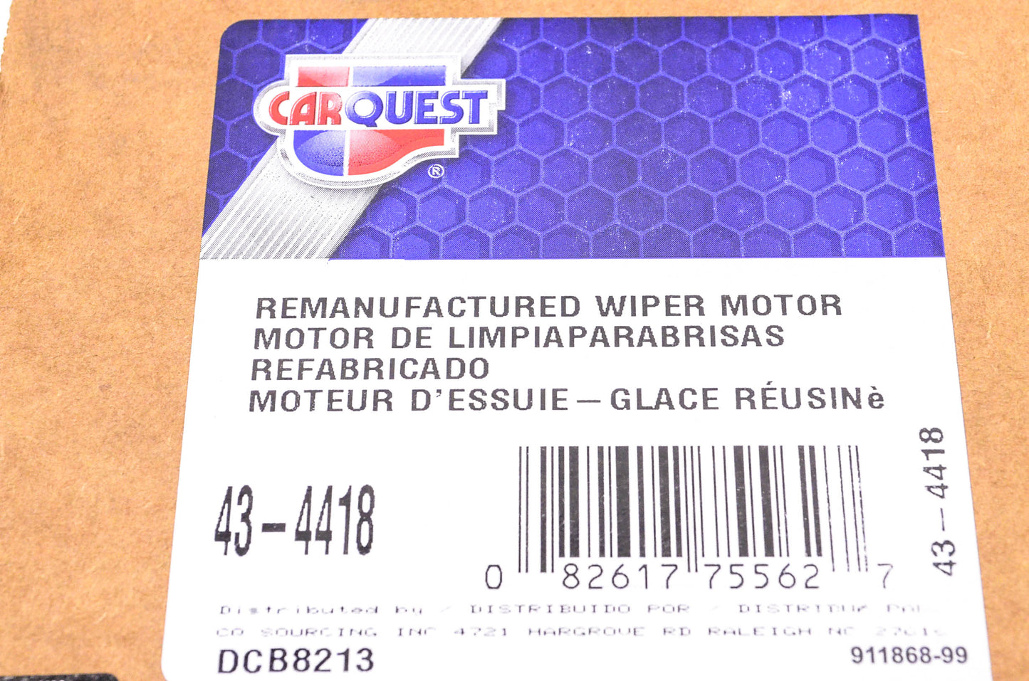 Carquest 43-4418 Remanufactured Wiper Motor NOS