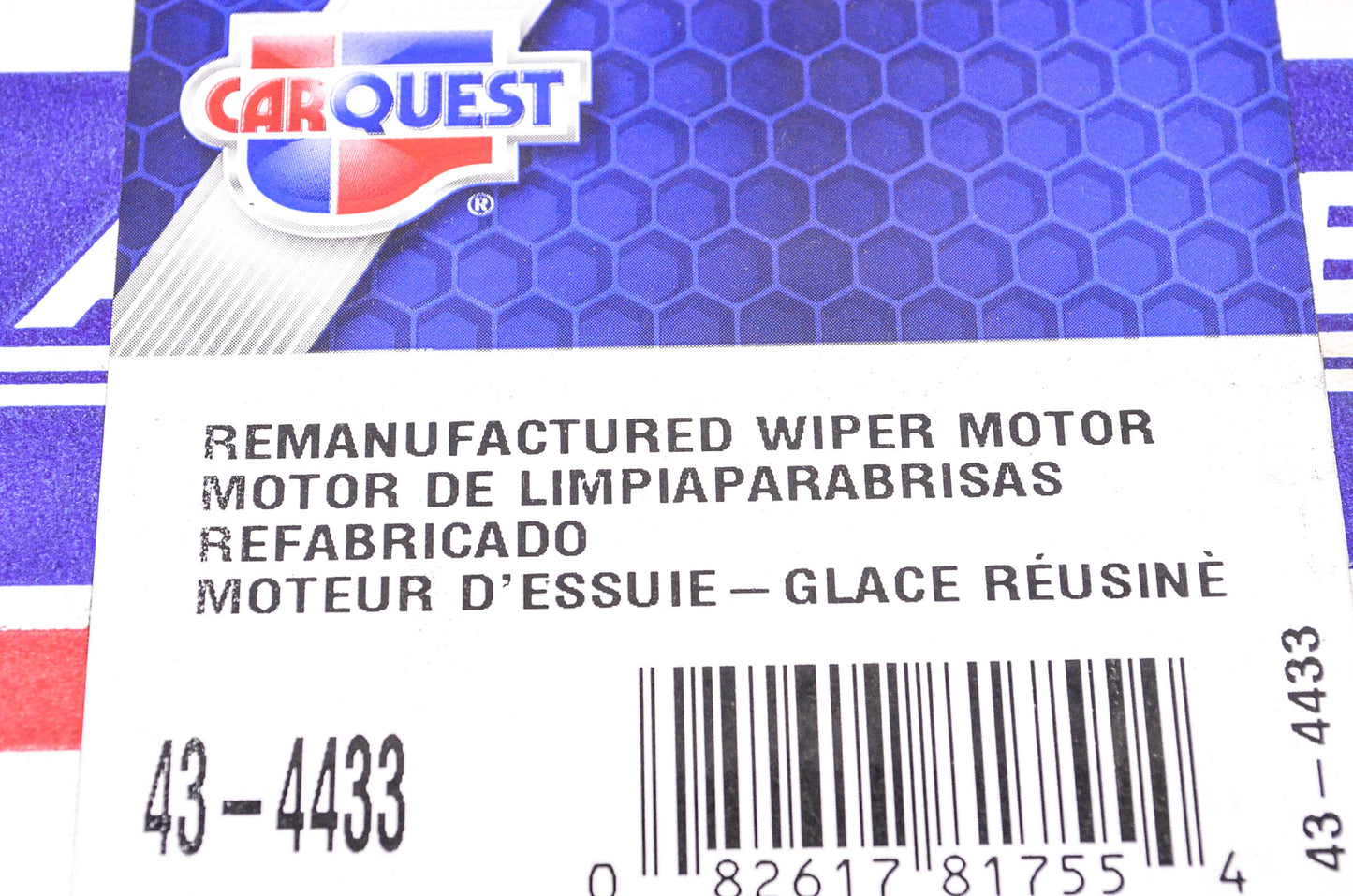 Carquest 43-4433 Remanufactured Wiper Motor NOS