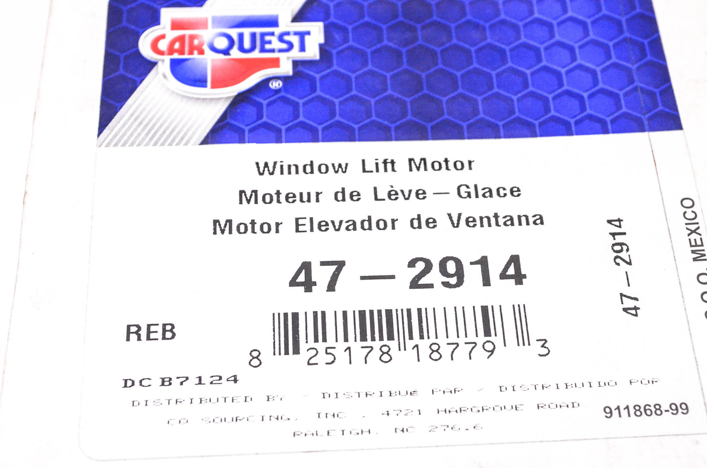 Carquest 47-2914 Remanufactured Window Lift Motor NOS