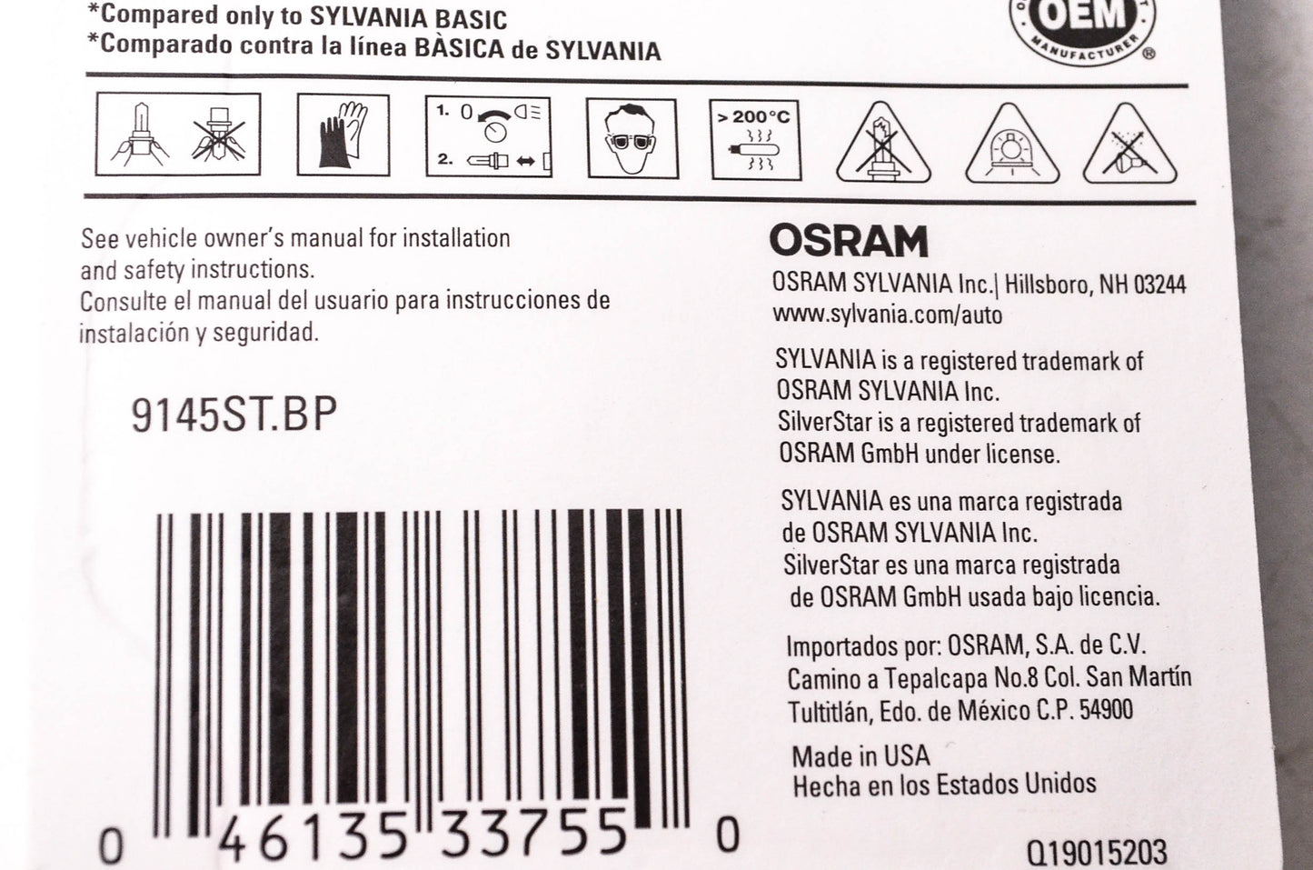 Sylvania 9145ST.BP Sylvania Silverstar Headlight NOS
