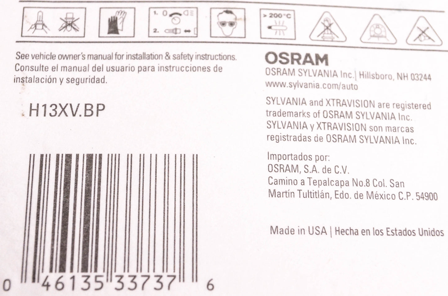 Sylvania H13XV.BP Sylvania XtraVision Headlight NOS
